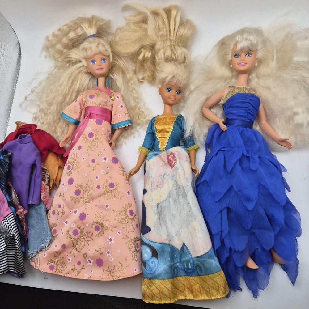 Vintage Barbie Doll Lot 3 Mattel 1987 1993 Blonde Dolls Clothes Dresses